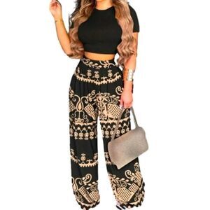 bohemian geo print two piece set